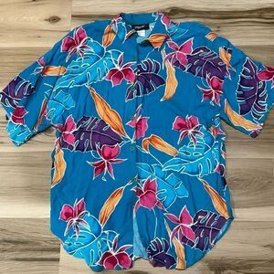 Krush Vintage Tropical Hawaiian Button Up Shirt Men’s Large